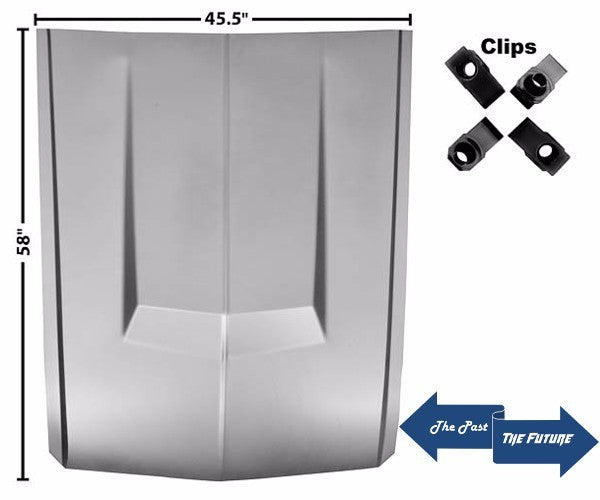 Eleanor Style Hood (Aluminum) without Hole with Clips 1967 68 Mustang Dynacorn