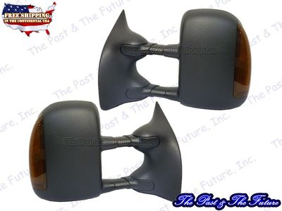 Textured Power Heated Signal Telescope Side View Dual Arm Tow Door Mirror R&L