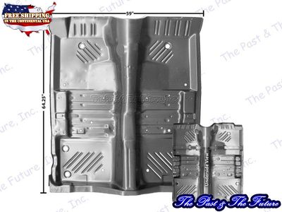 70 Challenger Floor Panel w/ Outer Brackets & Crossmember Torsion Bar Anchor