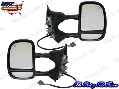 Textured Power Heated Signal Telescope Side View Dual Arm Tow Door Mirror R&L